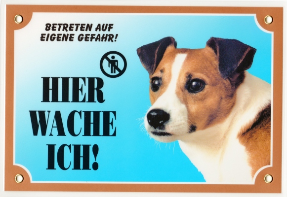 Kunststoff-Warnschild mit Jack Russell Terrier-Kopf