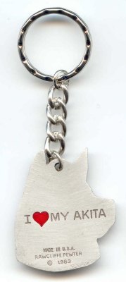 Akita Inu Schlüsselanhänger aus Zinn-Rückseite