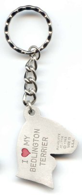 Bedlington Terrier Schlüsselanhänger aus Zinn-Rückseite