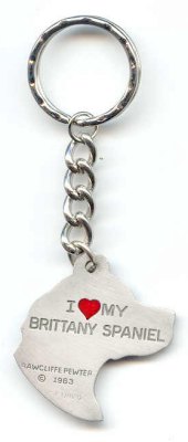 Brittany Spaniel Schlüsselanhänger aus Zinn - Rückseite