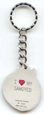 Samojede Schlüsselanhänger aus Zinn-Rückseite